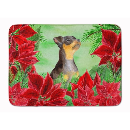 Miniature Pinscher No.2 Poinsettas Machine Washable Memory Foam Mat